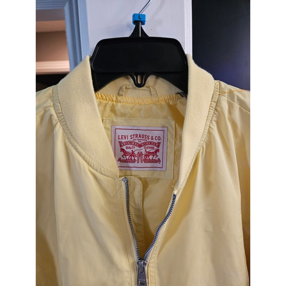 Levi Strauss Co Bomber Jacket Yellow Zip Front Ribbed Collar Cuffs Size XXL